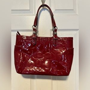 Coach Candy Apple Red Embossed Patent Leather Tote